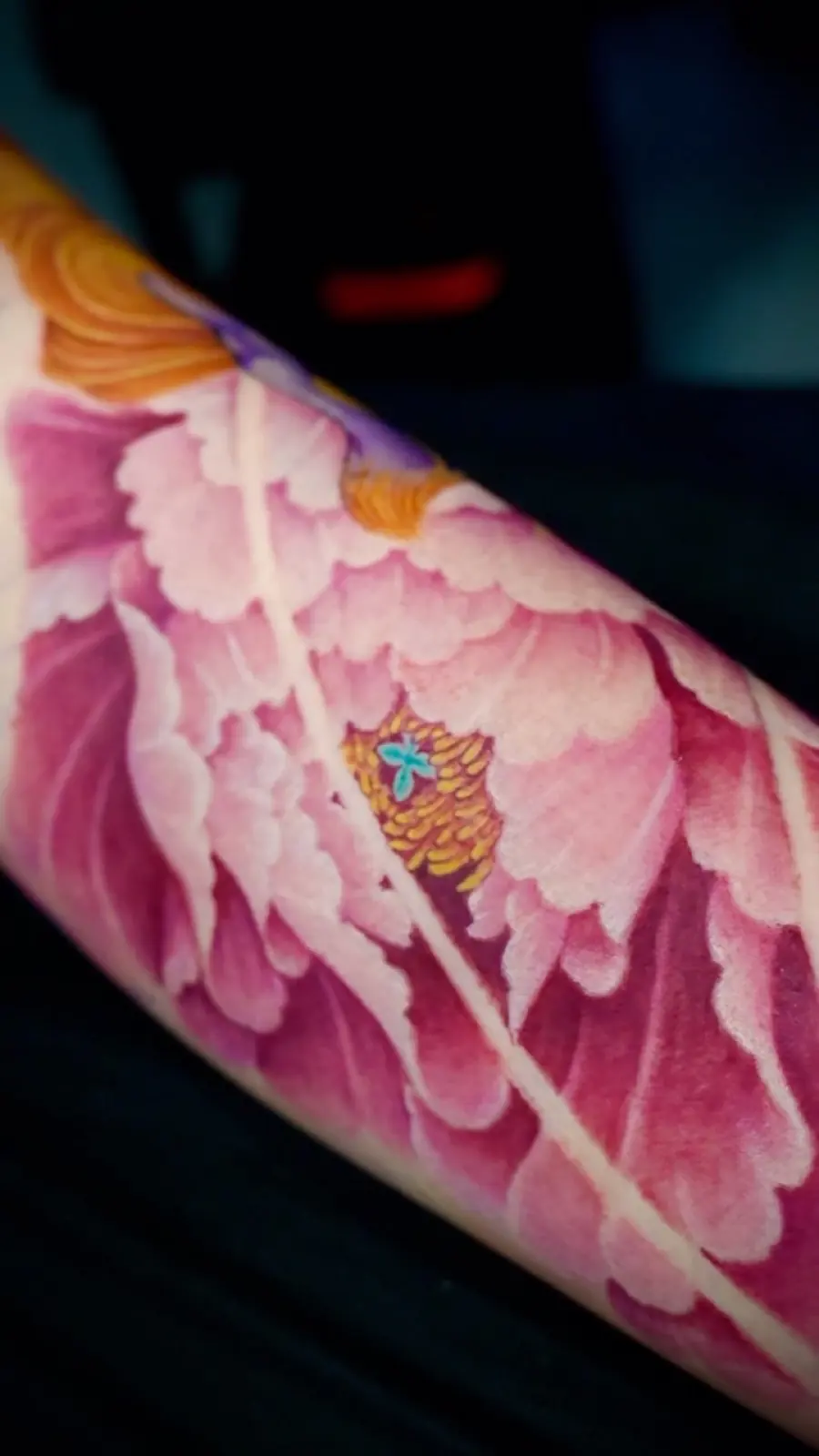 Peony in color tattoo by Eleven15'Stu, Da Nang