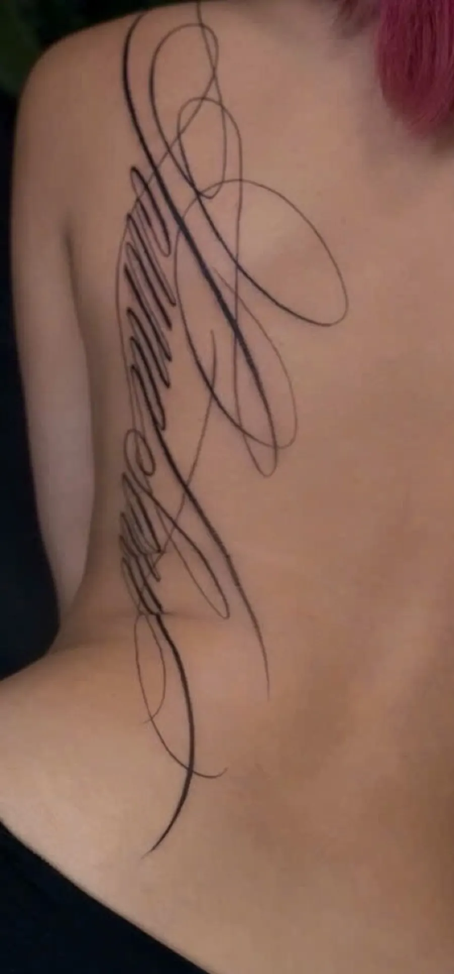 Script, spine tattoo by Eleven15'Stu, Da Nang
